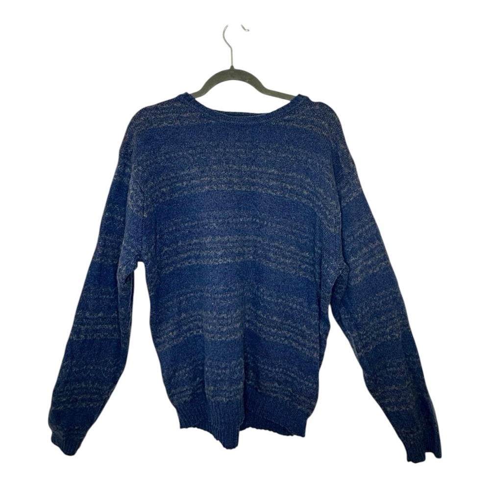 Vintage 90s Izod Jeans Blue Lambswool Crewneck Sweater Soft Knit Cozy XL